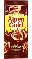Шоколад Alpen Gold темный и белый 85 г.