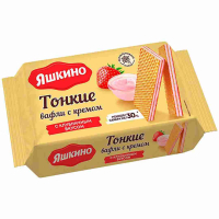 Вафли тонкие Яшкино 144грамма  с клубничным кремом