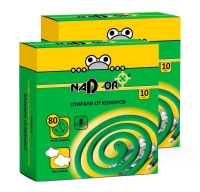 Спирали от комаров малодымные без запаха зеленые 10шт в упак Nadzor/60