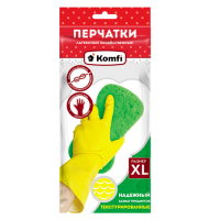 Перчатки хозяйственные латексные без х/б напыления желтые XL Komfi