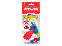 Перчатки хозяйственные латексные БИКОЛОР   XL/синий+желтый/Komfi/144/12пар