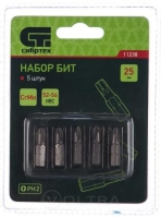 Бита PH2 x 25, сталь CrMo, 5 шт. Сибртех 11238